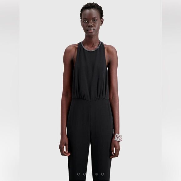 $395 The Kooples back cut out Jumpsuits with metal chain accent NWT SMALL - Picture 4 of 10